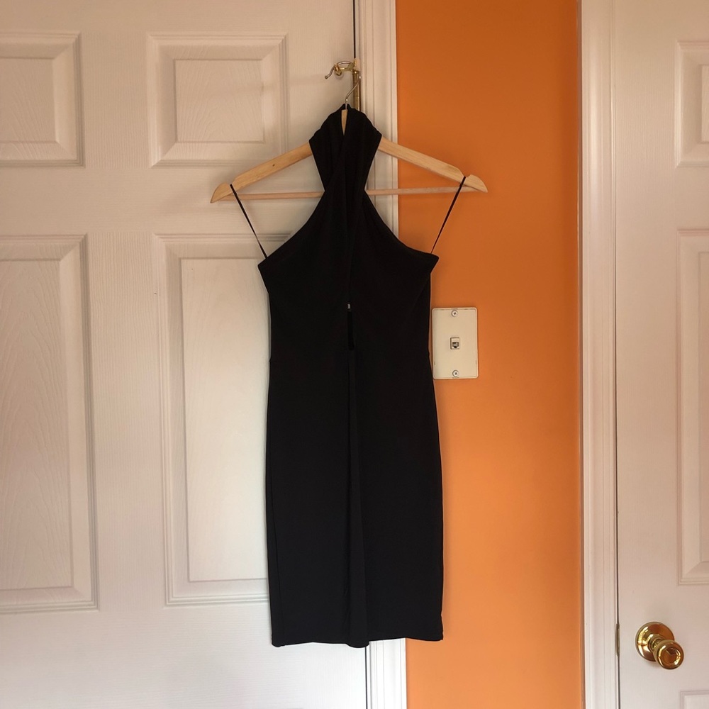 Missguided Cross Neck Body Con Dress (black)